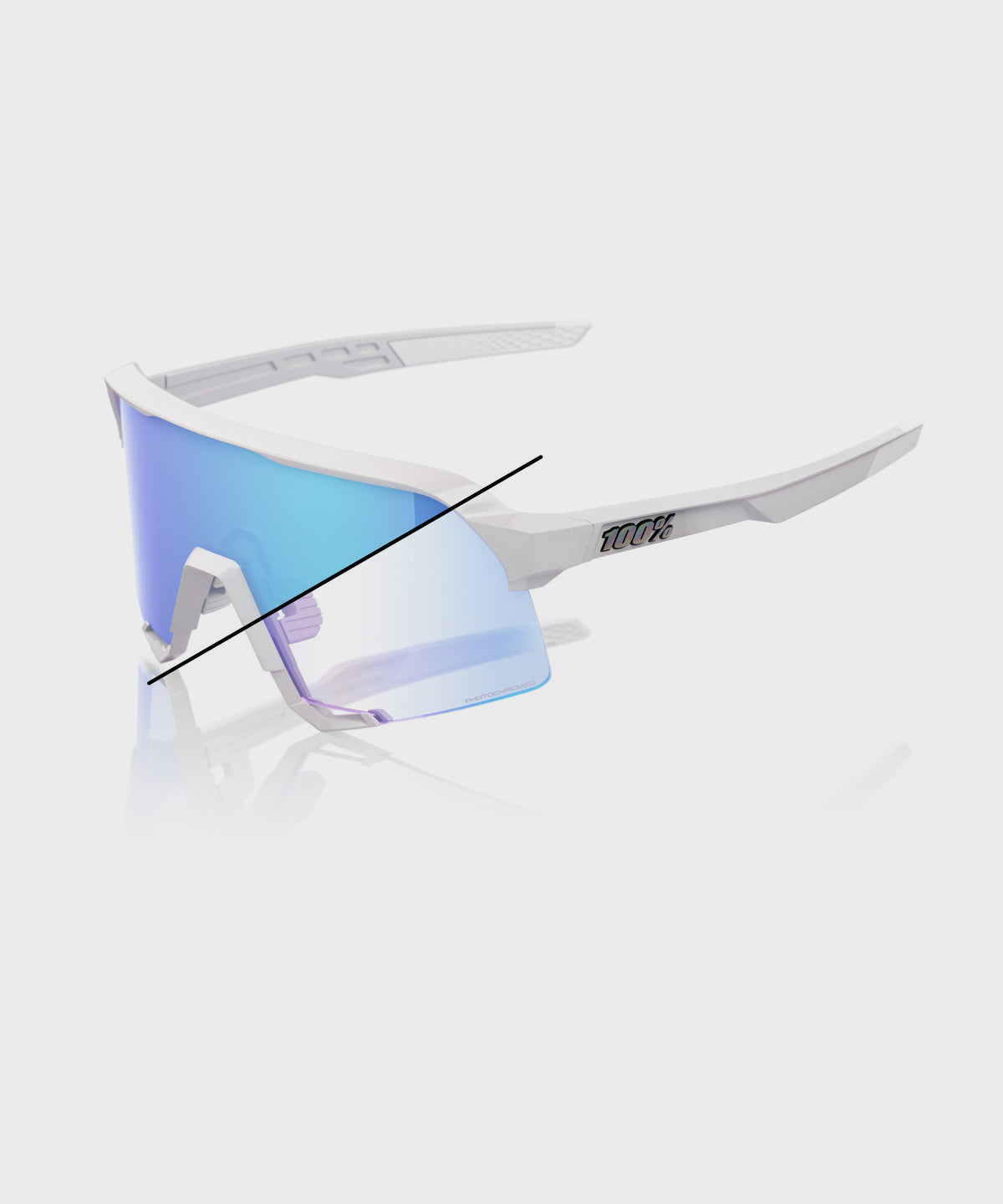 100% S3 Bastille LE Glasses Pearl White Glitter / Blue Mirror Photochromic