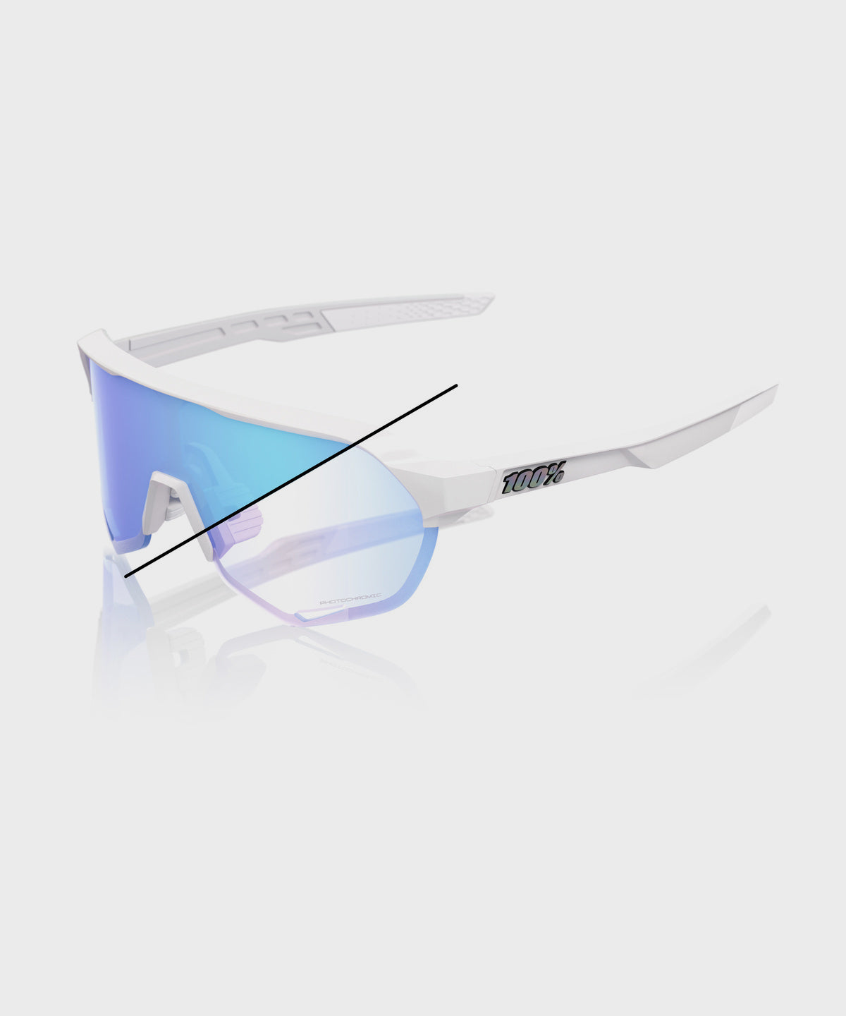 100% S2 Bastille LE Glasses Pearl White Glitter / Blue Mirror Photochromic