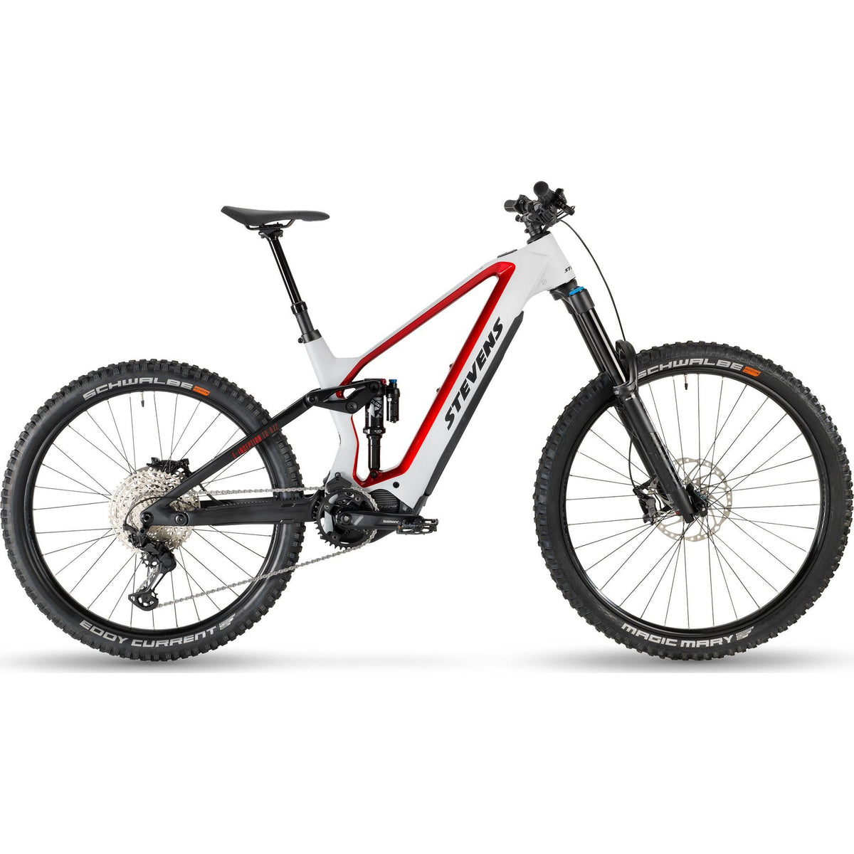 Stevens E-Inception ED 8.7.2 GTF Mullet Electric Mountain Bike White/Red XL