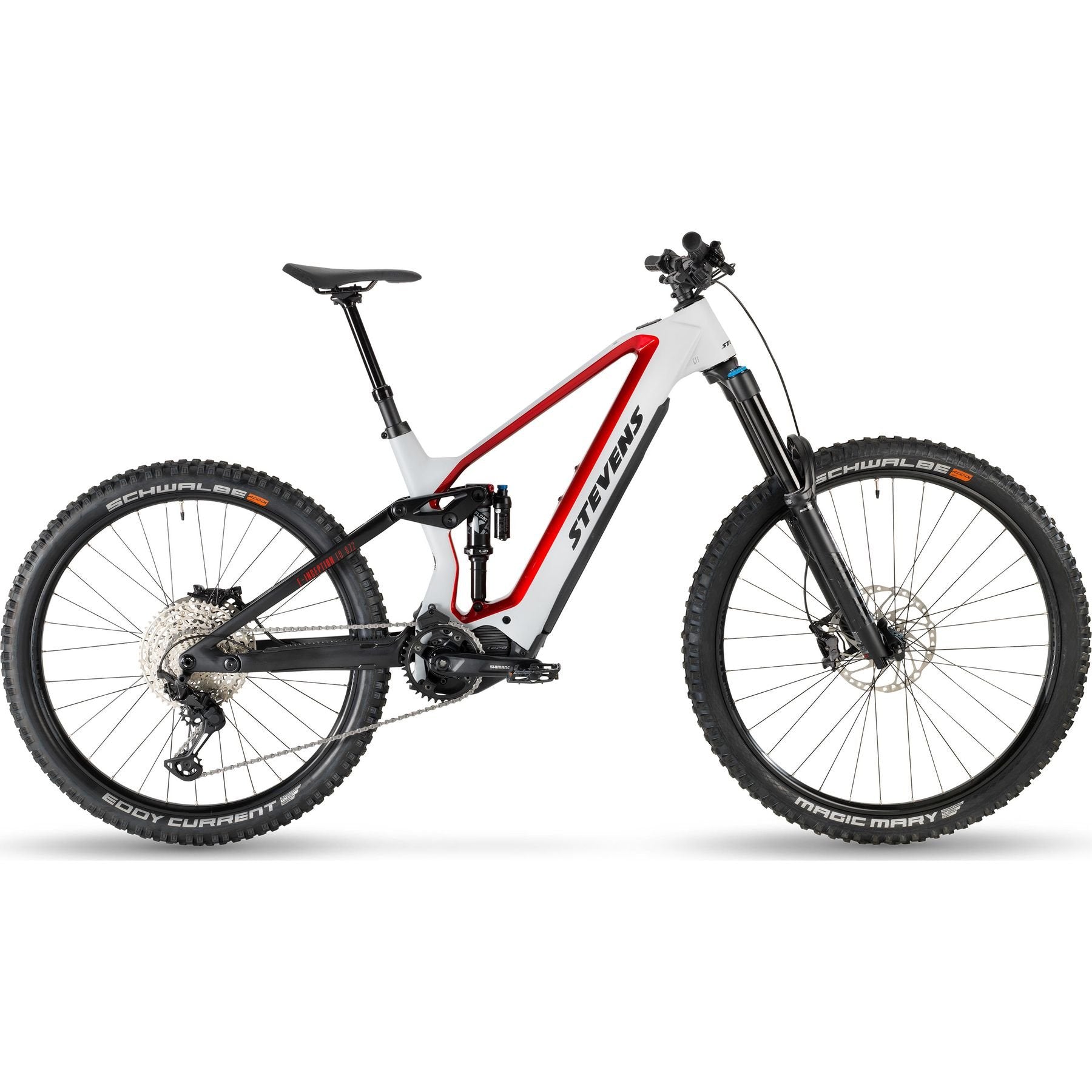 Stevens E-Inception ED 8.7.2 GTF Mullet Electric Mountain Bike White/Red XL