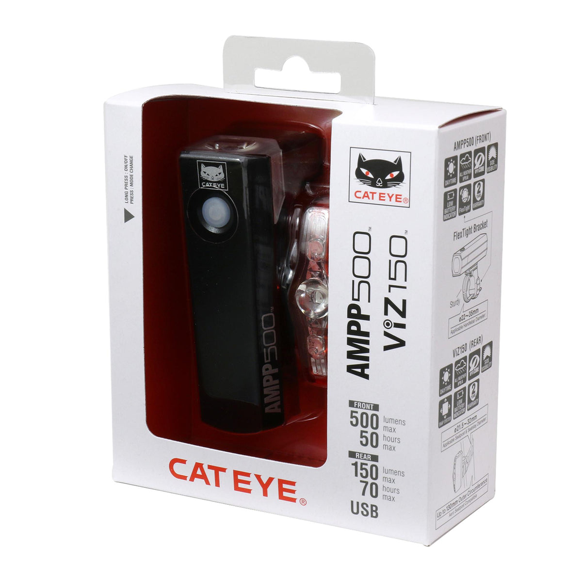 Cateye Ampp 500S / Viz 150 Bike Light Set
