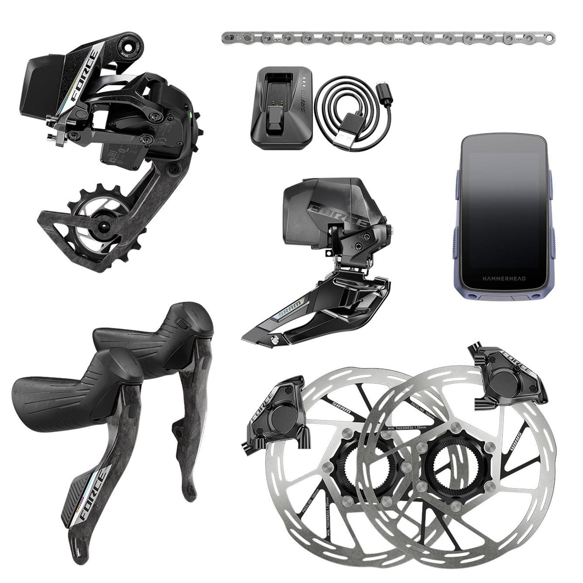 Sram Force AXS 2X E1 Hydraulic Road Groupset including HammerHead Karoo