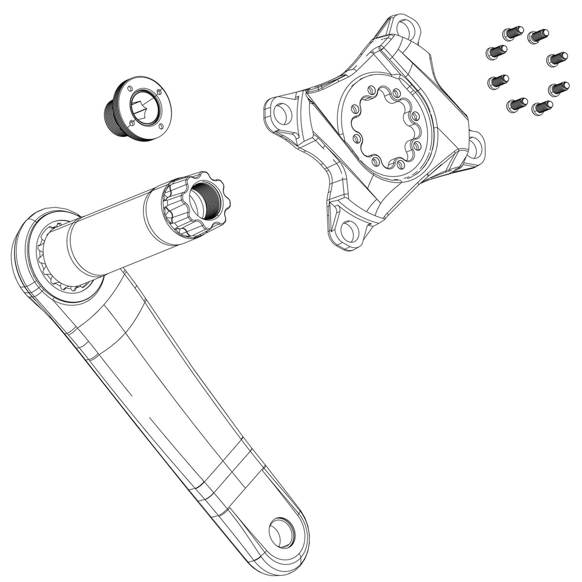 Sram Crank Arm Bolt Kit M15/M22 Aluminium Self-Extracting Isis Black Qty 2