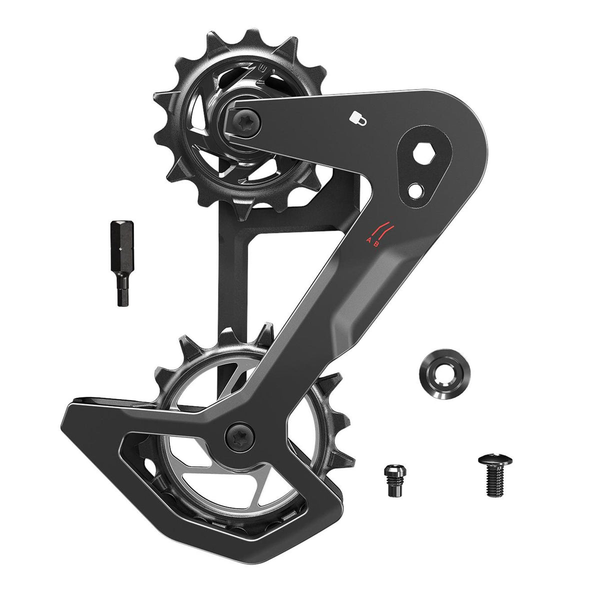 Sram Rear Derailleur Cage Kit Carbon T-Type Eagle AXS Without Damper (Replacement Outer And Inner Cages, Bit Driver Hex3, Including Pulleys)