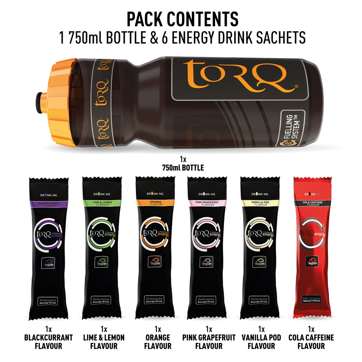 Torq Energy750ml Bottle Sample Pack - 6 Drinks