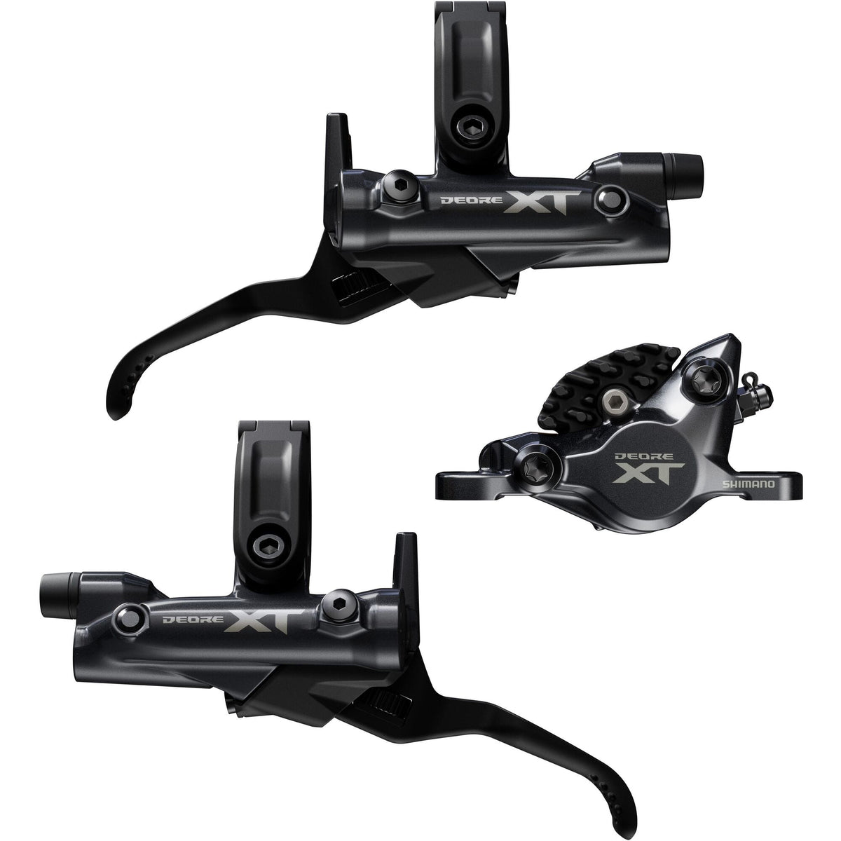Shimano BR-M8200/BL-M8200 XT 2 pot bled brake levers and callipers Kit Black Front & Rear