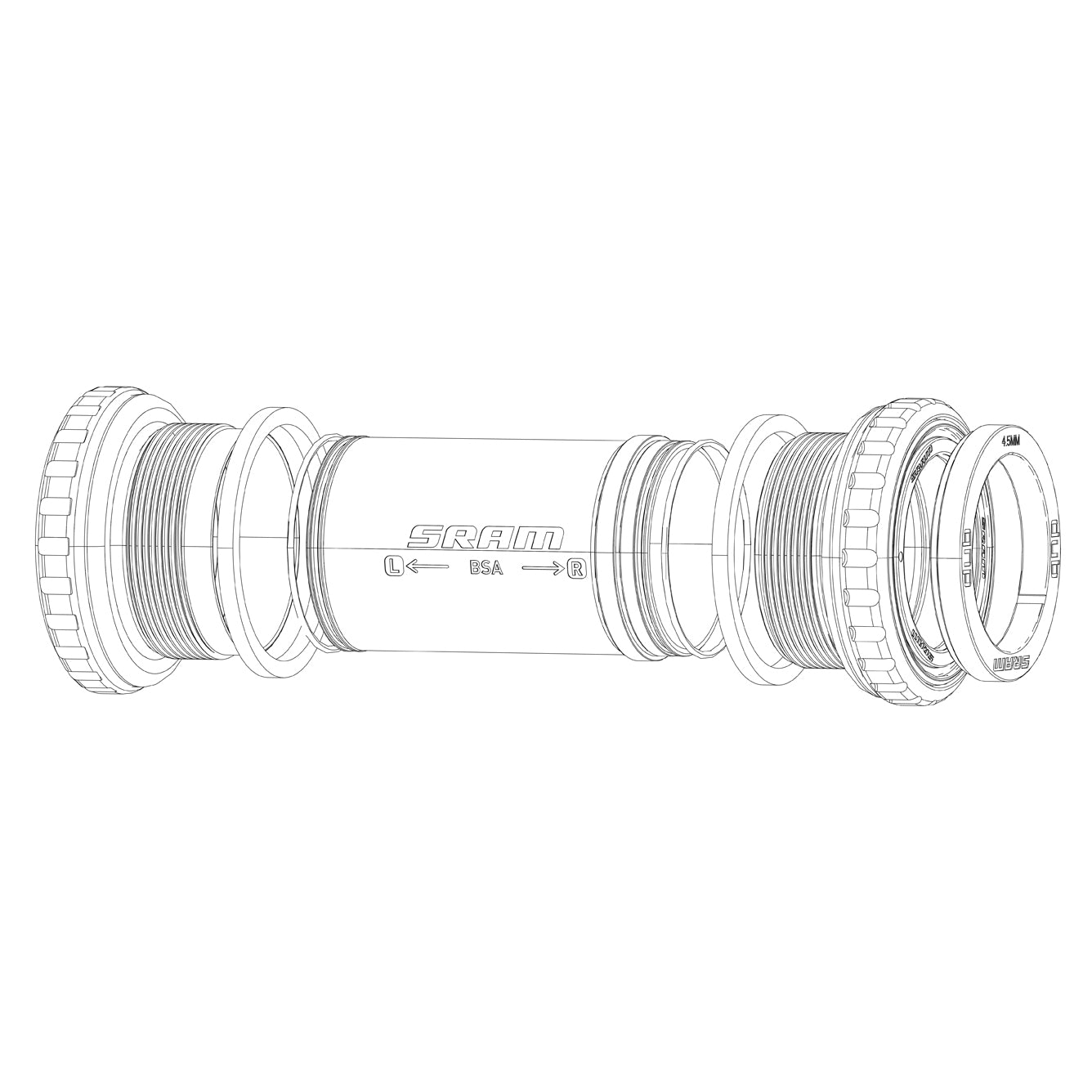 SRAM Bottom Bracket Spacer Kit DUB Mtb Wide (Qty 4 - Sizes 1X5.0mm, 1X7.5mm And 2X3.0mm) Black