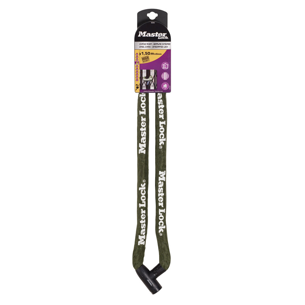 Masterlock CHAIN LOCK NYLON SLEEVE INTEGRATED DISC CYCLINDER KEY LOCK