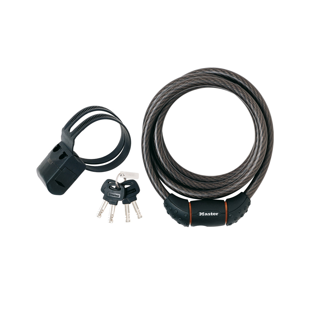 Masterlock KEY SELF COILING BRAIDED STEEL CABLE LOCK BLACK