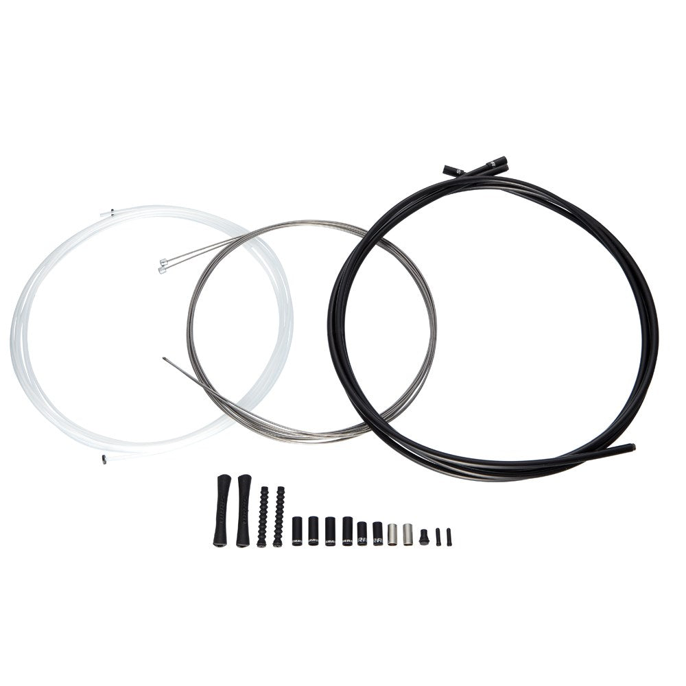 SRAM Slickwire Road And Mtb Shift Cable Kit 4Mm (2X 2300Mm 1.1Mm Coated Cables, 4Mm Nylon Braided Housing, Ferrules, End Caps, Frame Protectors): Black