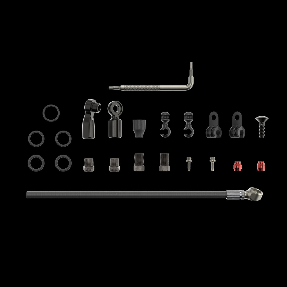 SRAM Spare - Disc Brake Hydraulic Hose Kit - Beveled Banjo -2000mmblk (Inc. Banjo, Fittings) - Flat Mount,Red22,Force22,Rival22,Force 1,Force Cx1,Apex1 Hrd,S700 Black 2000MM