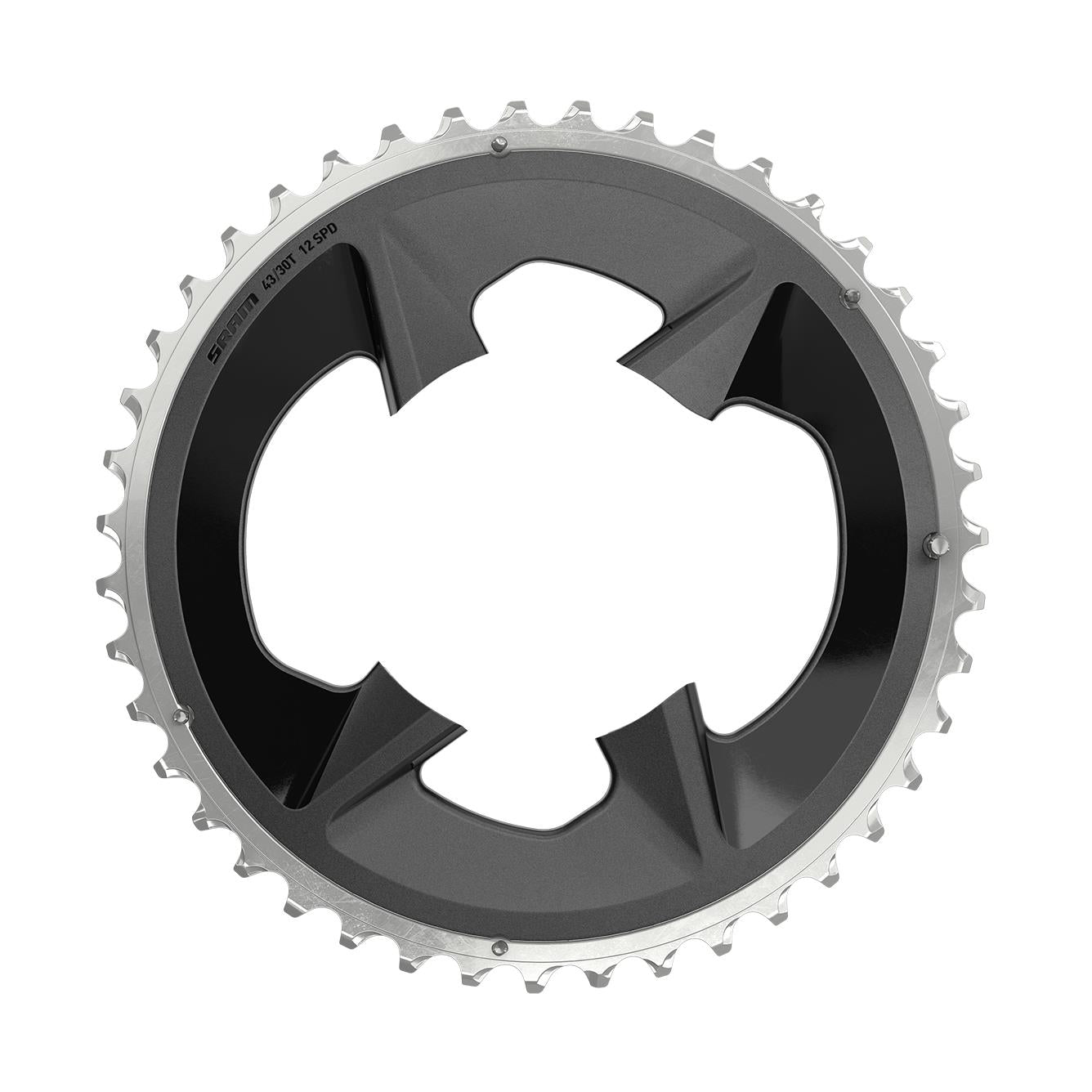 Sram Chain Ring Road 43T 94Bcd 2X12 Rival Wide Black With Cover Plate