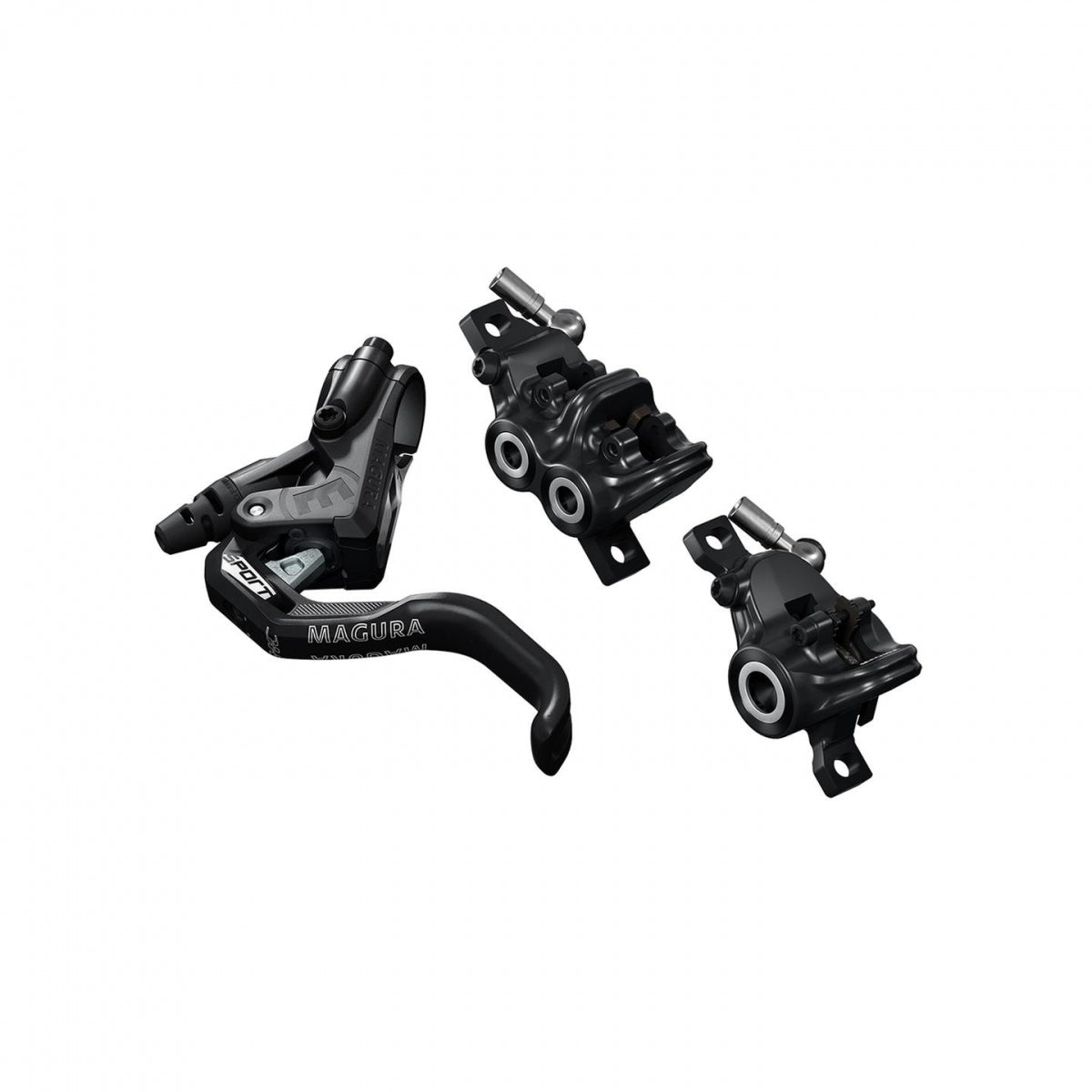 MT TRAIL SPORT, 1-finger HC lever blade, suitable for mounting left or right, 2,000 mm/1, 00 mm tubing length, set consisting of one brake for front wheel (4 pistons) and one brake for rear wheel  (2 pistons), incl. accessories (PU = 1 set)