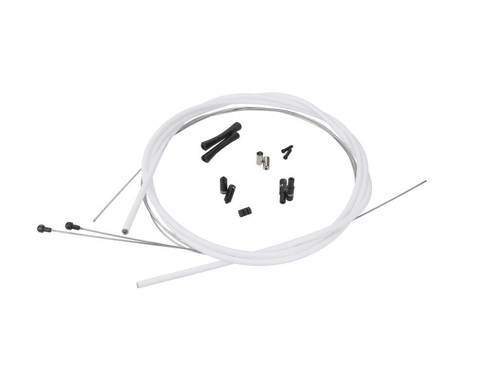 SRAM Slickwire Pro Road Brake Cable Kit 5Mm (1X 850Mm, 1X 1750Mm 1.5Mm Pol Ss Cables, 5Mm Kevlaræ Reinforced Linear Strand Housing, Ferrules, End Caps, Frame Protectors): White