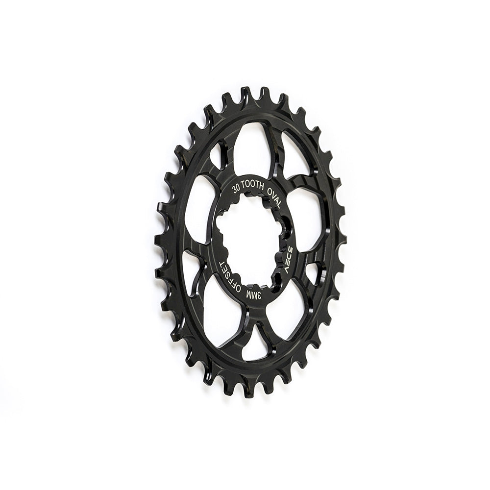 5Dev 3-Bolt Direct Mount Oval Chainring Raw Silver 30T