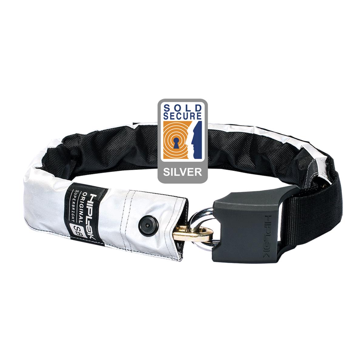 Hiplok Original V1.5 Wearable Chain Lock 8mm x 90cm - Waist 24-44 Inches (Silver Sold Secure) High Visibility: Hi-Viz 8mm x 90cm
