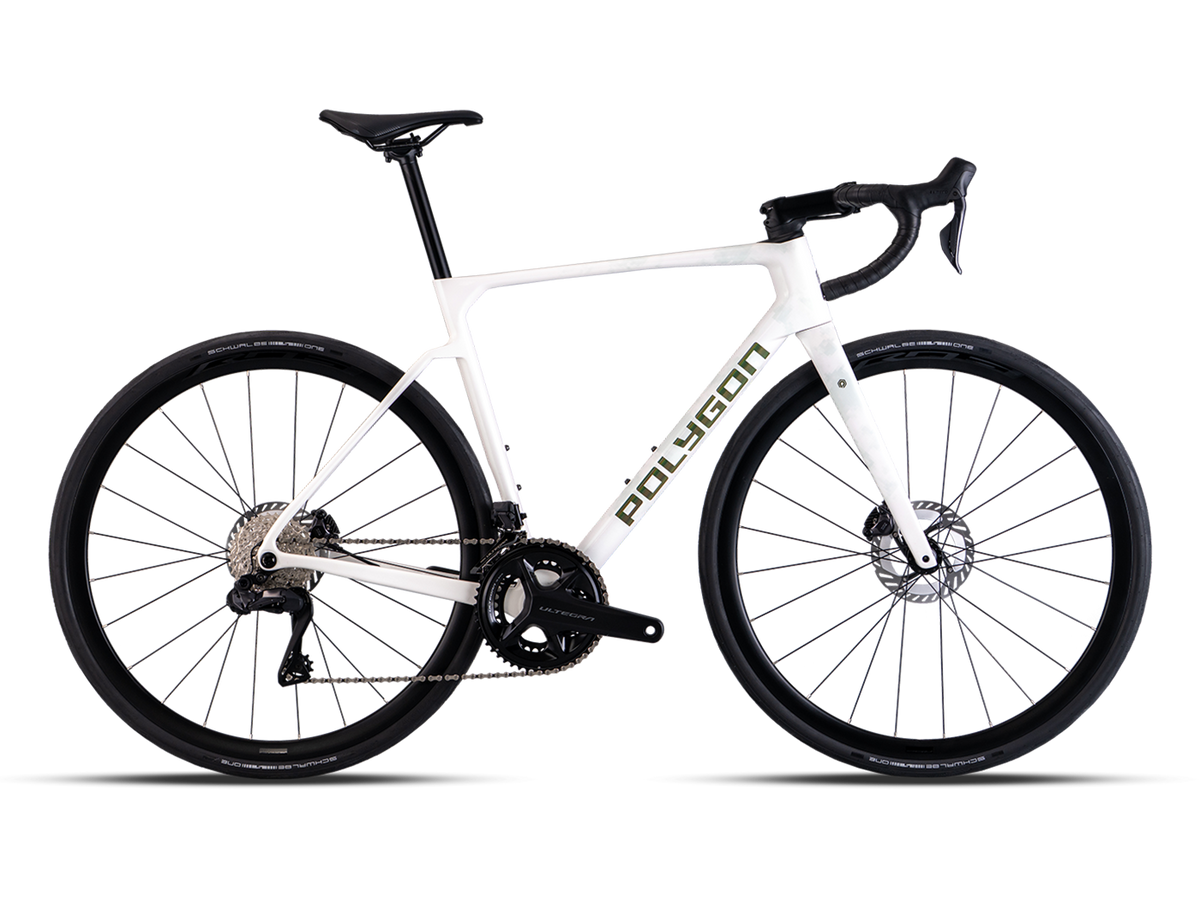 Polygon Strattos 8 Di2 Carbon Road Bike 2026 White/Green XXS