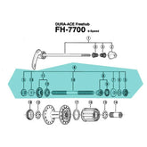 Shimano Dura-Ace FH-7700 Rear Axle Assembly 141mm