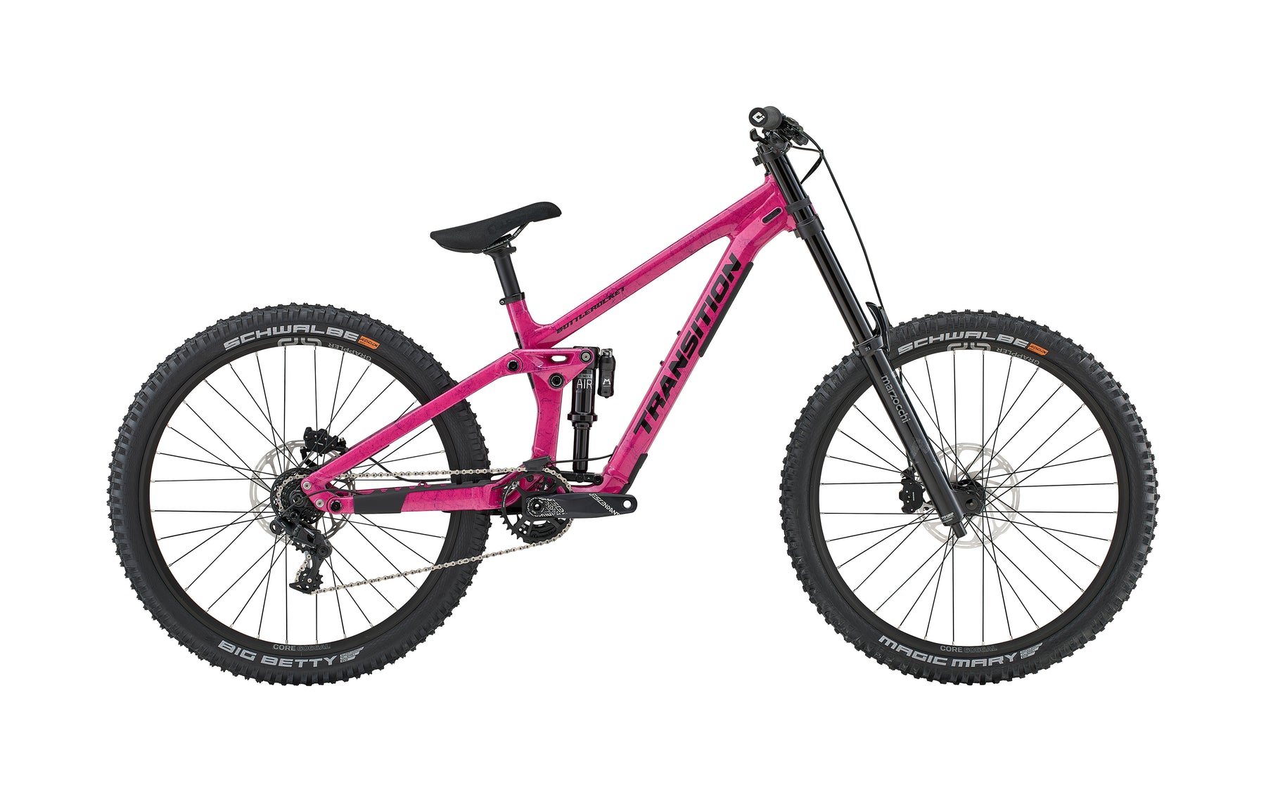 Transition Bottlerocket Alloy Dual Crown Mountain Bike Disco Flamingo XL