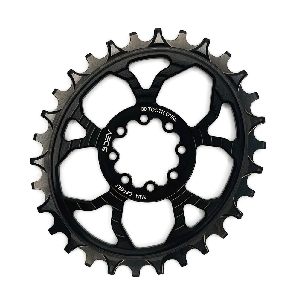 5Dev 8-Bolt Direct Mount Oval Chainring Raw Silver 30T