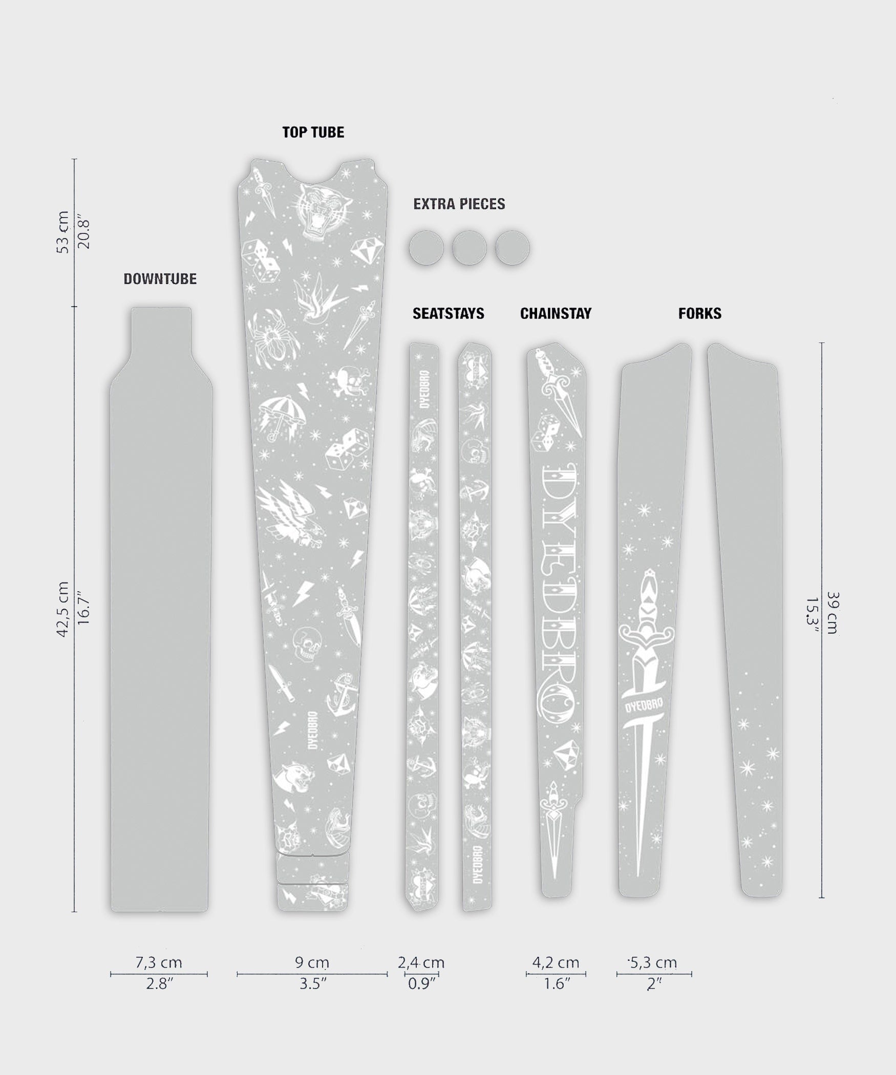 DYEDBRO Gravel Frame Protection Old School Tattoo - White