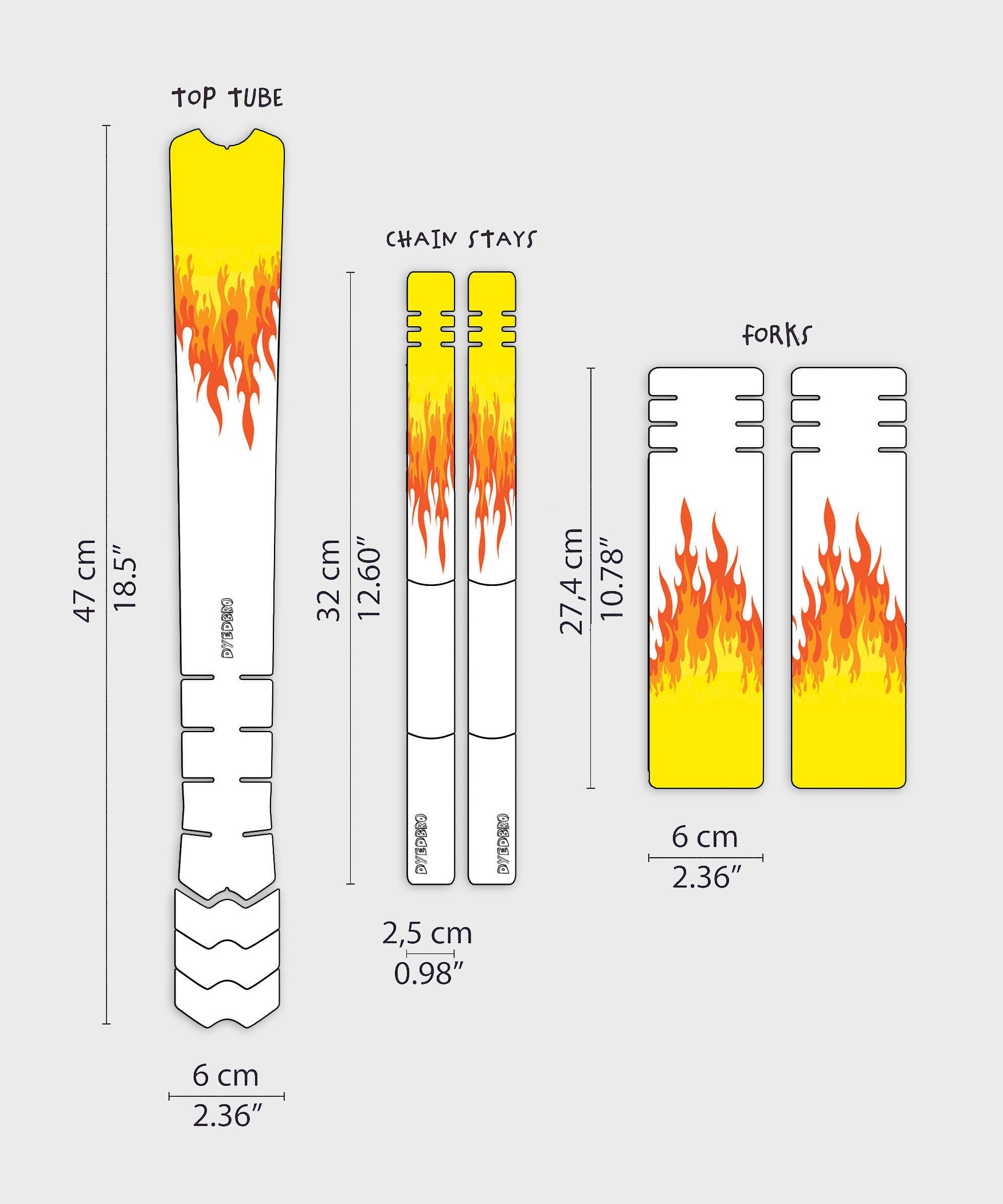 DYEDBRO Kids Bike Frame Protection Flames