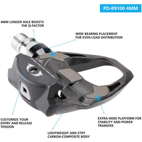 Shimano Dura-Ace R9100 SPD-SL Pedals with +4mm Spindle