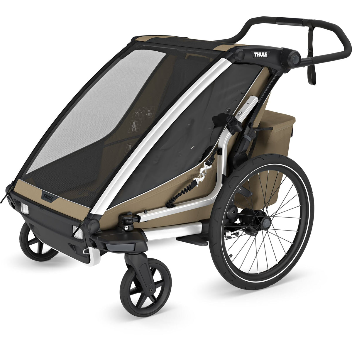 Thule Chariot Cross 2 Double child Trailer with cycling and strolling kit Khaki Green Double