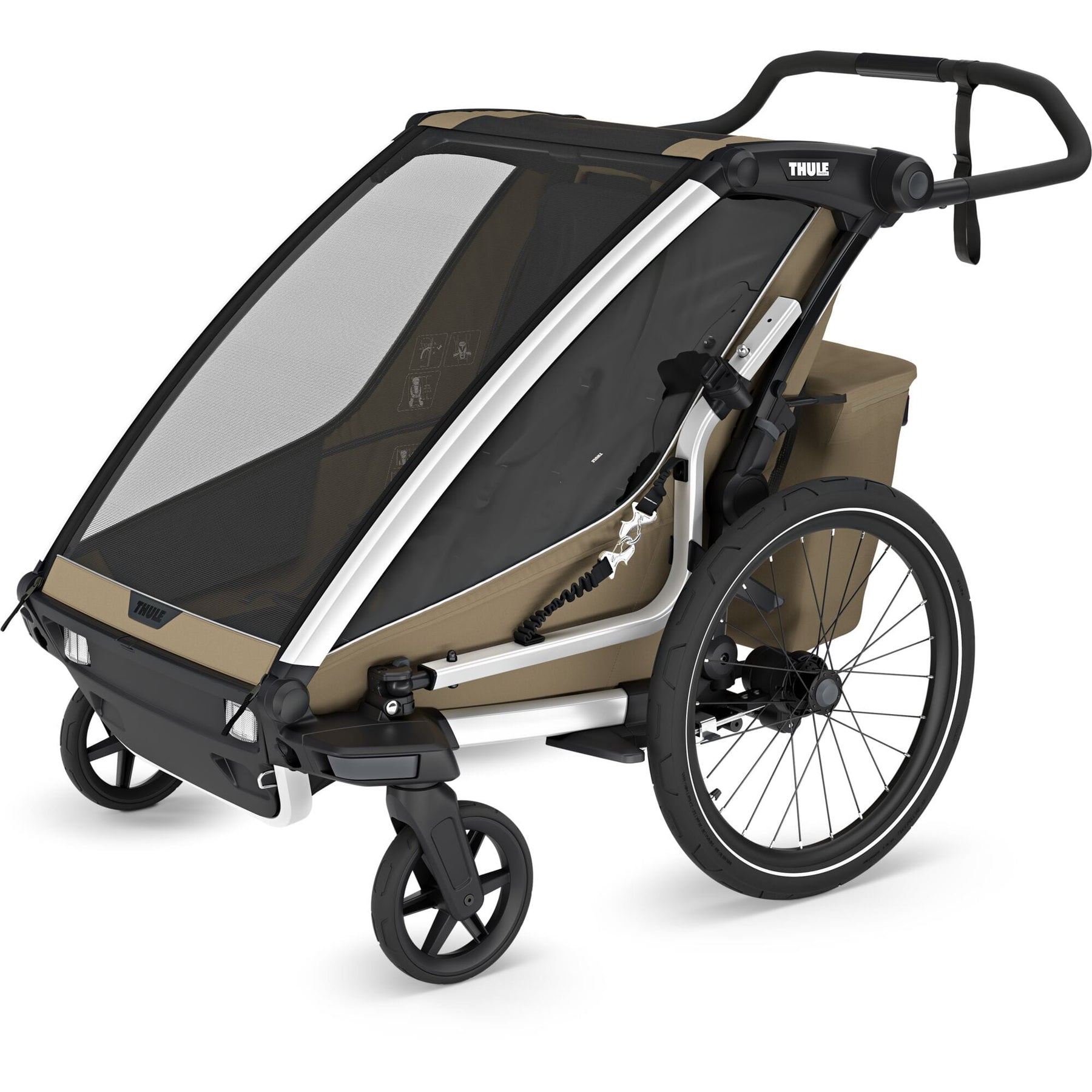 Thule Chariot Cross 2 Double child Trailer with cycling and strolling kit Khaki Green Double