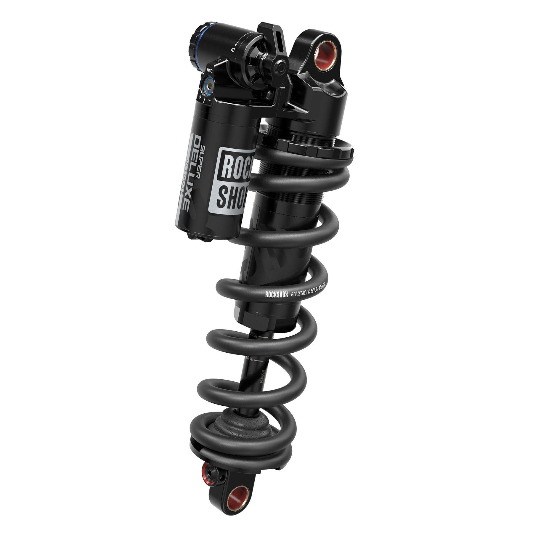 Rockshox Super Deluxe Coil Ultimate Rear Shock RC2T - Progessivereb/Mcomp, 320LB Lockout, Hydraulic Bottom Out, Bearing Standard(8X20) (Spring Sold Separate) B1 Santa Cruz Megatower1 2019+ Black 230X57.5