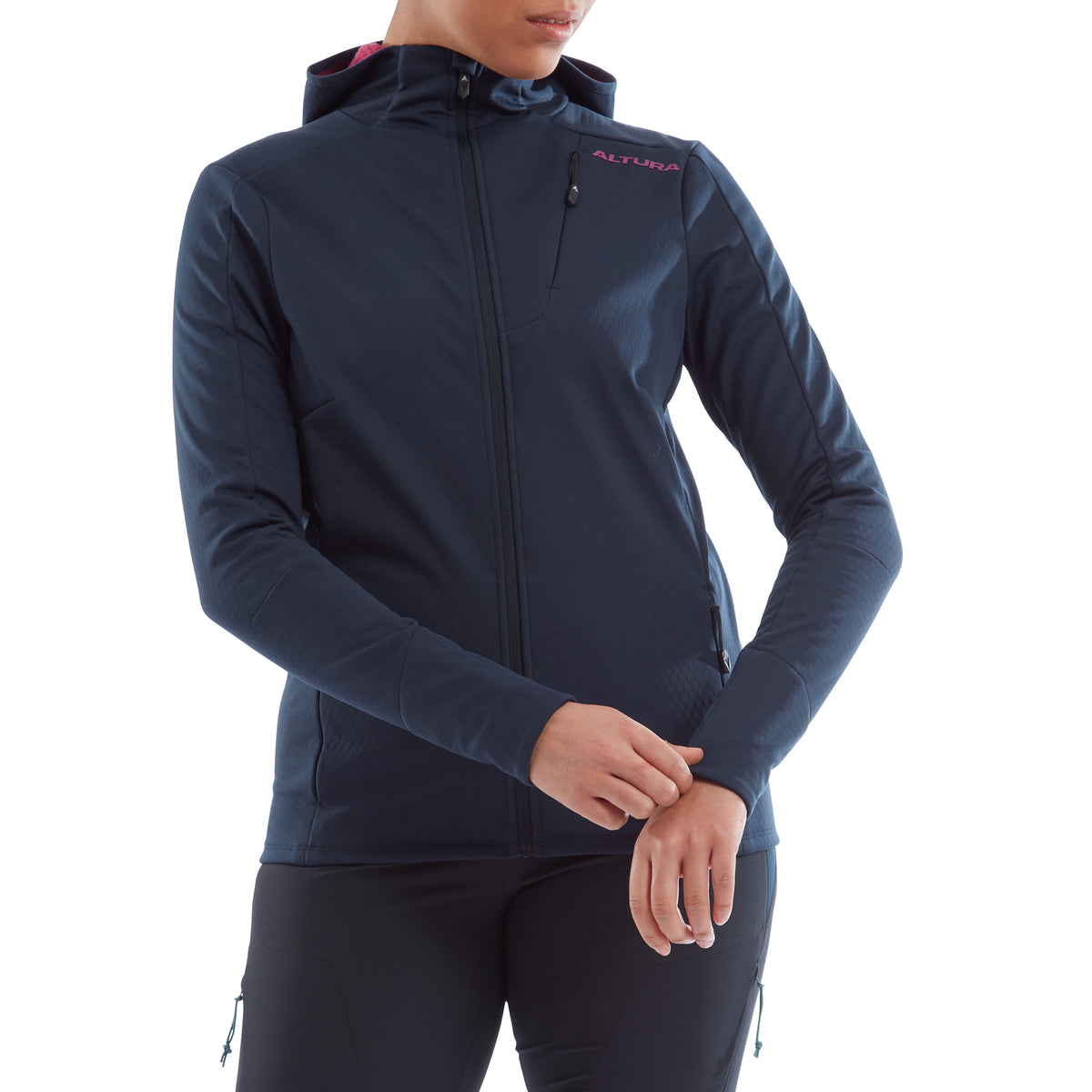 Altura Cave Women's Softshell Cycling Hoodie Navy/Pink 8
