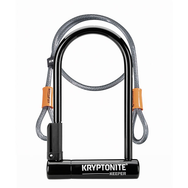 Kryptonite Keeper 12 Standard U-Lock with 4 foot Kryptoflex cable Sold Secure Silver
