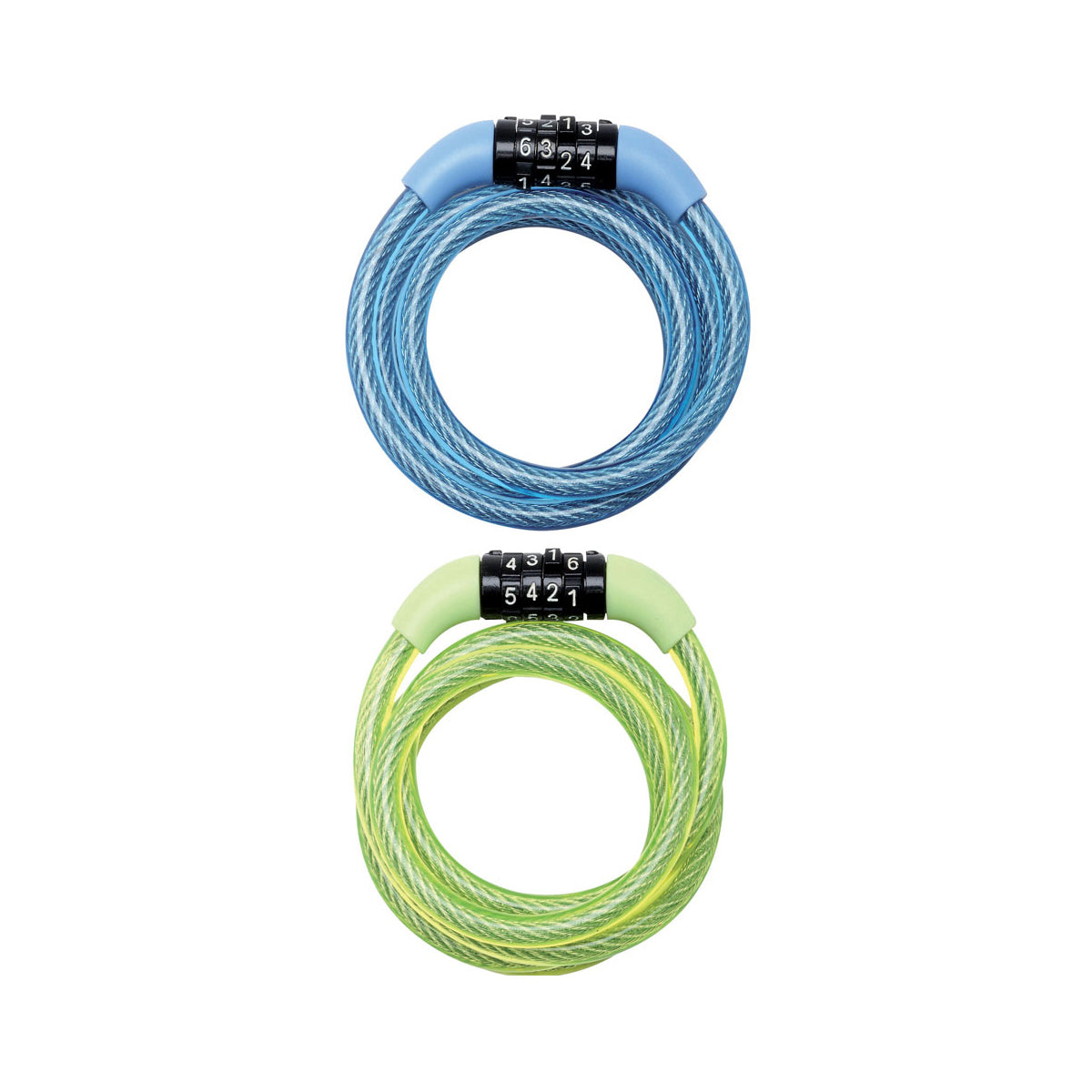 Masterlock 4 DIGIT FIXED COMBINATION  COILED STEEL CABLE LOCK  COLOURS (6PCS = 1BOX - LIGHT BLUE + LIGHT GREEN)