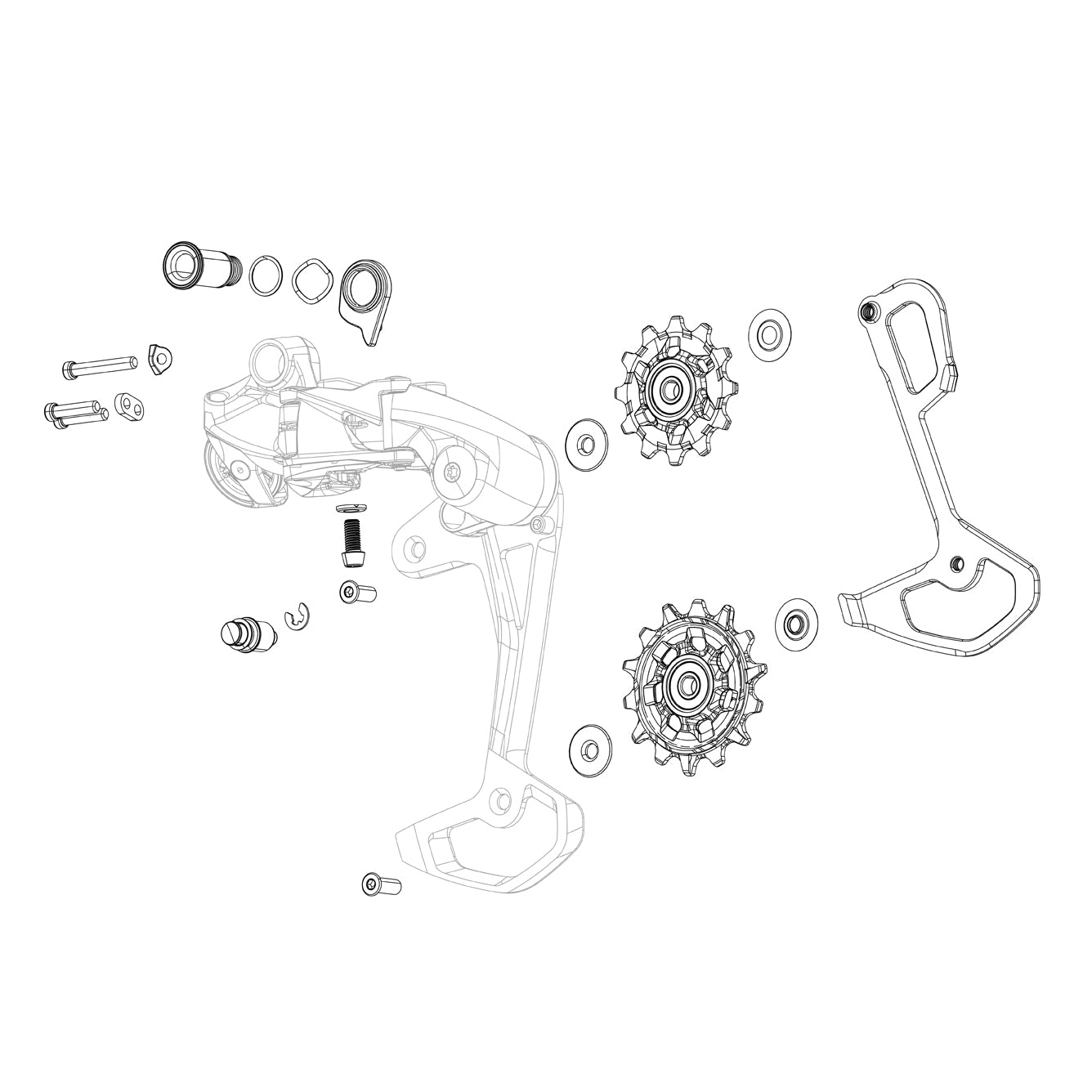 SRAM Rear Derailleur Pulley Kit XXSL Eagle T-Type AXS (Includes 14T Upper And 16T Lower Metal Spider Pulley, 2 T25 Aluminum Pulley Bolts)