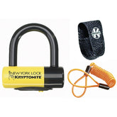Kryptonite New York Liberty Disc Lock - with reminder cable - Yellow Sold Secure Gold
