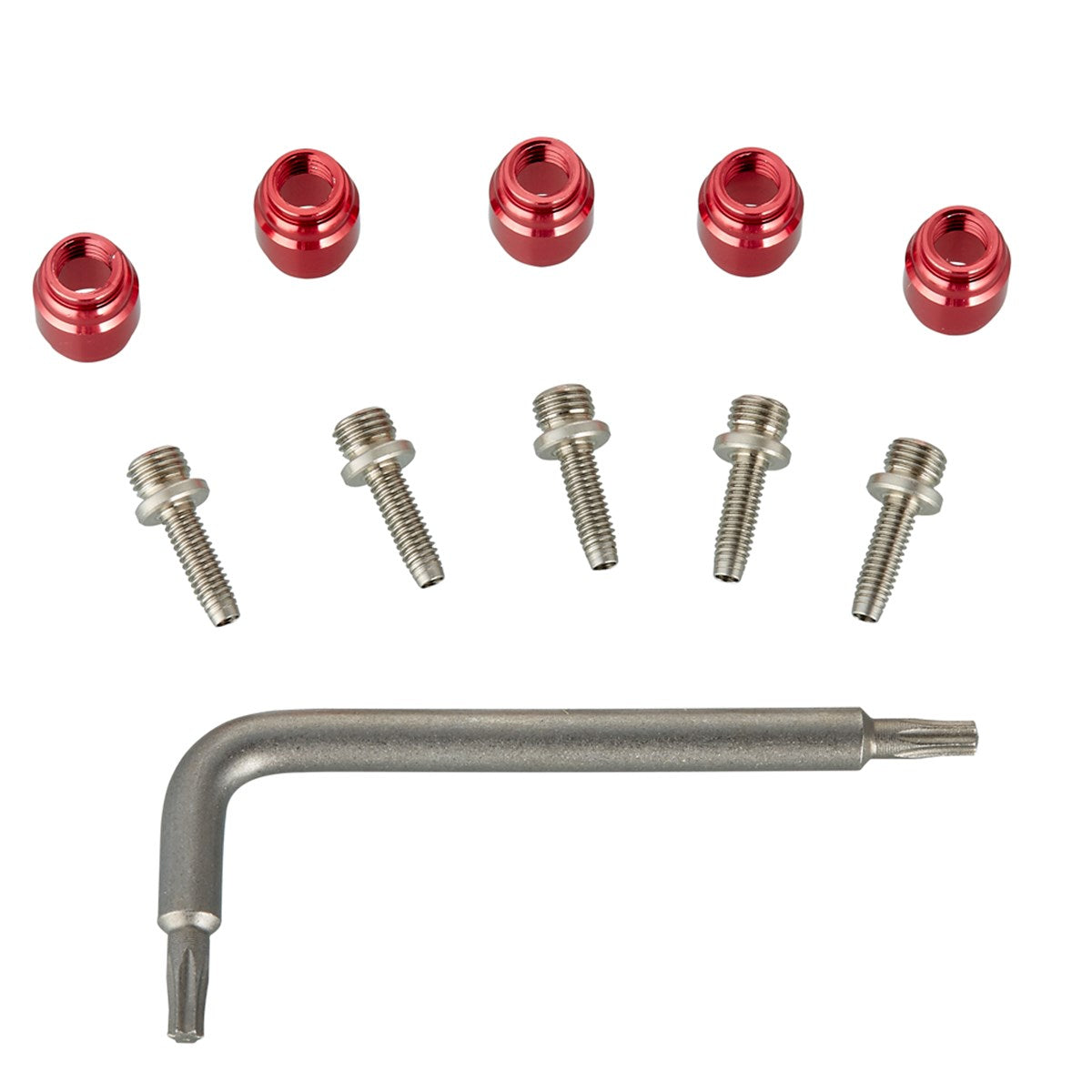 Sram Disc Brake Spare Lever Hydraulic Disc Brake Hose Fitting Kit (includes 5 Threaded Hosebarbs 5 Red Comp Fittings, 1 T8 Torx)